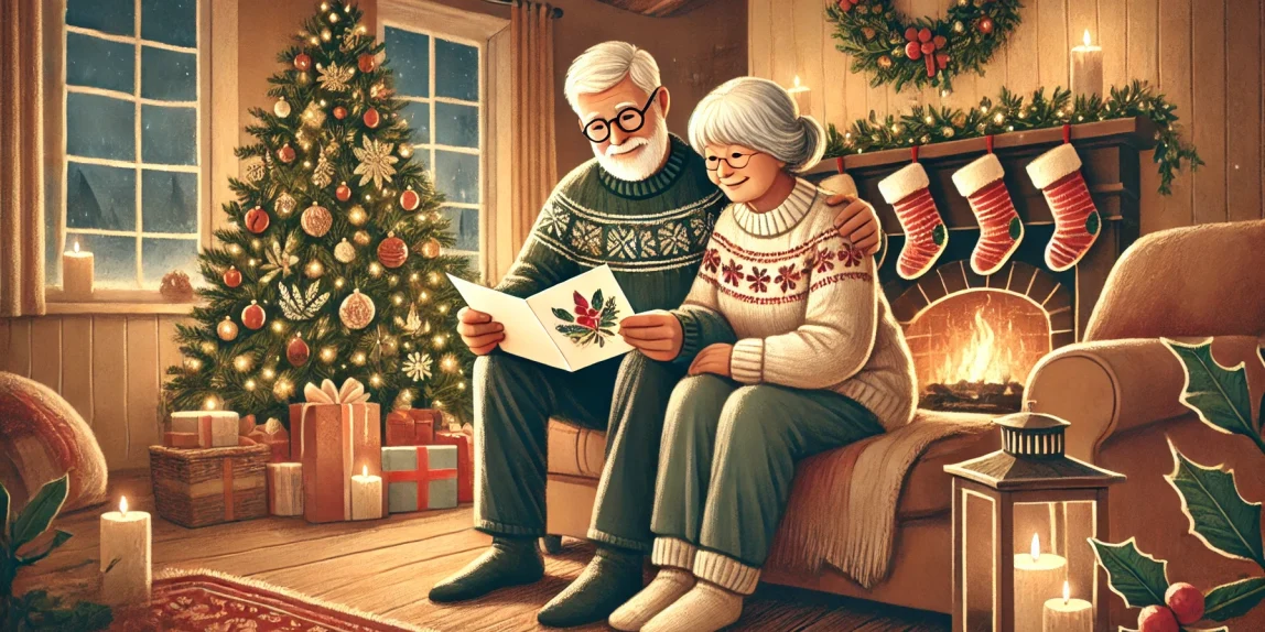 Elderly Couple Reading a Christmas Card